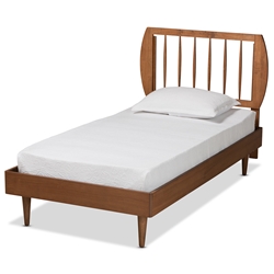 Baxton Studio Chiyo Mid-Century Modern Transitional Walnut Brown Finished Wood Twin Size Platform Bed